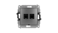 ICON Mechanizm gniazda telefonicznego podwójnego 2xRJ11, 4-stykowy, beznarzędziowe, bez pola opisowego grafitowy 11IGTBO-2