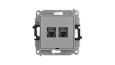 ICON Mechanizm gniazda komputerowego podwójnego 2xRJ45, kat. 7, ekranowane, 8-stykowy, bez pola opisowego szary mat 27IGKBO-10