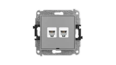ICON Mechanizm gniazda telefonicznego podwójnego 2xRJ11, 4-stykowy, beznarzędziowe, bez pola opisowego szary mat 27IGTBO-2