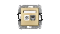 ICON Mechanizm gniazda antenowego poj. typu F (SAT) + gniazda komp. poj. 1xRJ45, kat. 6 ekranowane, 8-stykowy złoty 29IGFK-5