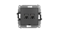 ICON Mechanizm gniazda komputerowego podwójnego 2xRJ45, kat. 8, ekranowane, 8-styk, bez pola opisowego grafitowy mat 28IGKBO-12