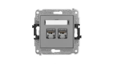 ICON Mechanizm gniazda komputerowego podwójnego 2xRJ45, kat. 6, ekranowane, 8-stykowy szary mat 27IGK-6