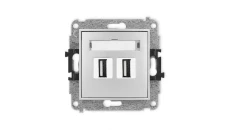 ICON Mechanizm gniazda podwójnego 2xUSB A-A 2.0 srebrny metalik 7IGUSB-2