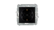 ICON Mechanizm gniazda pojedynczego z uziemieniem SCHUKO 2P+Z (przesłony torów prądowych) czarny mat 12IGP-1sp