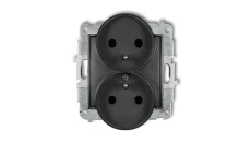 ICON Mechanizm gniazda podwójnego do ramki z uziemieniem 2x(2P+Z) (przesłony torów prądowych) grafitowy 11IGPR-2zp
