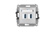 ICON Mechanizm gniazda podwójnego 2xUSB A-A 3.0 srebrny metalik 7IGUSB-6