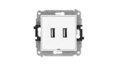 ICON Mechanizm gniazda podwójnego 2xUSB A-A 2.0, bez pola opisowego biały IGUSBBO-2