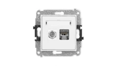 ICON Mechanizm gniazda antenowego poj. typu F (SAT) + gniazda komp. poj. 1xRJ45, kat. 6 ekranowane, 8-stykowy biały IGFK-5