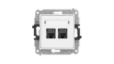 ICON Mechanizm gniazda komputerowego podwójnego 2xRJ45, kat. 8, ekranowane, 8-stykowy biały mat 25IGK-12