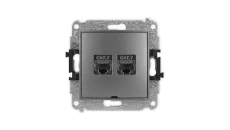 ICON Mechanizm gniazda komputerowego podwójnego 2xRJ45, kat. 7, ekranowane, 8-stykowy, bez pola opisowego grafitowy 11IGKBO-10