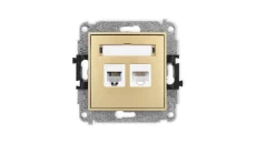 ICON Mechanizm gniazda telefonicznego poj. 1xRJ11 + komputerowego poj. 1xRJ45, kat. 5e, 8-styk, beznarzędziowe złoty 29IGTK