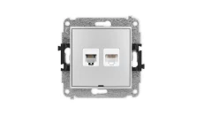 ICON Mechanizm gniazda telefonicznego 1xRJ11 + komp. 1xRJ45, kat. 5e, 8-styk, beznarzędziowe, bez opisu srebrny metalik 7IGTKBO