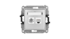 ICON Mechanizm gniazda antenowego poj. typu F (SAT) + gniazda komp. poj. 1xRJ45, kat. 6, 8-stykowy srebrny metalik 7IGFK-3