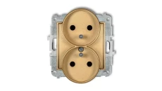 ICON Mechanizm gniazda podwójnego do ramki z uziemieniem 2x(2P+Z) (przesłony torów prądowych) złoty 29IGPR-2zp