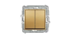 ICON Mechanizm łącznika jednobiegunowego ze schodowym (dwa klawisze bez piktogramów, wspólne zasilanie) złoty 29IWP-10.11