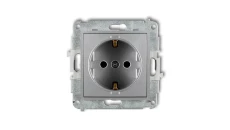 ICON Mechanizm gniazda pojedynczego z uziemieniem SCHUKO 2P+Z (przesłony torów prądowych) srebrny metalik 7IGP-1sp