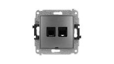 ICON Mechanizm gniazda telefonicznego 1xRJ11 + komp. 1xRJ45, kat. 5e, 8-stykowy, beznarzędziowe, bez opisu grafitowy 11IGTKBO