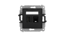 ICON Mechanizm gniazda pojedynczego HDMI 2.0 + gniazda komp. poj. 1xRJ45, kat. 5e, 8-stykowy czarny mat 12IGHK