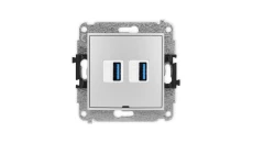 ICON Mechanizm gniazda podwójnego 2xUSB A-A 3.0, bez pola opisowego srebrny metalik 7IGUSBBO-6