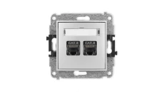ICON Mechanizm gniazda komputerowego podwójnego 2xRJ45, kat. 8, ekranowane, 8-stykowy srebrny metalik 7IGK-12