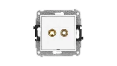 ICON Mechanizm gniazda głośnikowego poj., bez opisu (banan - czerwony i czarny, pozłacany, 4 mm2, skręcany) biały mat 25IGGBO-4