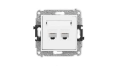 MINI Mechanizm gniazda komputerowego podwójnego 2xRJ45, kat. 6, 8-stykowy biały mat 25MGK-4