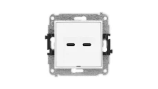 MINI Mechanizm gniazda podwójnego 2xUSB C-C, bez pola opisowego biały mat 25MGUSBBO-8