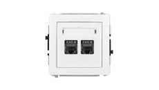 DECO Mechanizm gniazda komputerowego podwójnego 2xRJ45, kat. 8, ekranowane, 8-stykowy, biały mat 25DGK-12
