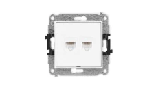 MINI Mechanizm gniazda komputerowego podwójnego 2xRJ45, kat. 5e, 8-stykowy, bez pola opisowego biały mat 25MGKBO-2