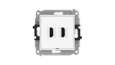 MINI Mechanizm gniazda podwójnego HDMI 2.0, bez pola opisowego biały mat 25MHDMIBO-4