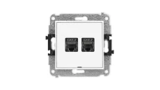 MINI Mechanizm gniazda komputerowego podwójnego 2xRJ45, kat. 7, ekranowane, 8-stykowy, bez pola opisowego biały mat 25MGKBO-10