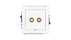 DECO Mechanizm gniazda głośnikowego pojedynczego, bez pola opisowego (typu banan - czerwony i czarny, pozłacany, 4 mm2, skręcany