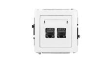 DECO Mechanizm gniazda komputerowego podwójnego 2xRJ45, kat. 7, ekranowane, 8-stykowy, biały mat 25DGK-10
