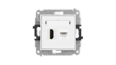 MINI Mechanizm gniazda pojedynczego HDMI 2.0 + gniazda komp. poj. 1xRJ45, kat. 5e, 8-stykowy biały mat 25MGHK