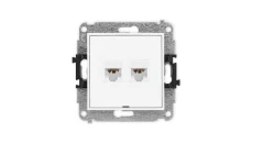 MINI Mechanizm gniazda komputerowego podwójnego 2xRJ45, kat. 6A, 8-stykowy, bez pola opisowego biały mat 25MGKBO-8