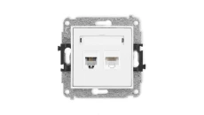 MINI Mechanizm gniazda telefonicznego pojedynczego 1xRJ11 + komputerowego pojedynczego 1xRJ45, kat. 5e, 8-stykowy, beznarzędziow