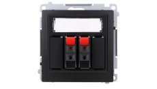 Simon Basic Gniazdo głośnikowe 2-krotne z polem opisowym (moduł) Przekrój przew.dla wejścia i wyjścia 2,5 mm2 czarny BMGL3.01/49