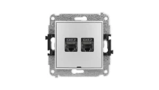ICON Mechanizm gniazda komputerowego podwójnego 2xRJ45, kat. 7, ekranowane, 8-styk, bez pola opisowego srebrny metalik 7IGKBO-10
