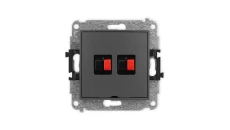 ICON Mechanizm gniazda głośnikowego podwójnego, bez pola opisowego grafitowy mat 28IGGBO-2