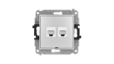 ICON Mechanizm gniazda komputerowego podwójnego 2xRJ45, kat. 6, 8-stykowy, bez pola opisowego srebrny metalik 7IGKBO-4