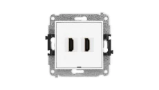 ICON Mechanizm gniazda podwójnego HDMI 2.0, bez pola opisowego biały mat 25IHDMIBO-4