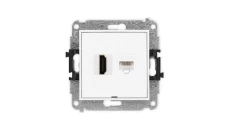 ICON Mechanizm gniazda pojedynczego HDMI 2.0 + gniazda komp. poj. 1xRJ45, kat. 5e, 8-styk, bez pola opisowego biały mat 25IGHKBO