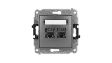 ICON Mechanizm gniazda komputerowego podwójnego 2xRJ45, kat. 7, ekranowane, 8-stykowy grafitowy 11IGK-10
