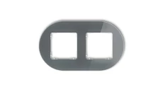 ICON Ramka uniwersalna podwójna okrągła - efekt szkła (ramka: grafitowa spód: biały) 28-0-IRSO-2
