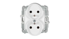 ICON Mechanizm gniazda podwójnego do ramki z uziemieniem 2x(2P+Z) (bez przesłon torów prądowych) biały IGPR-2z