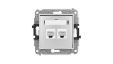 ICON Mechanizm gniazda komputerowego podwójnego 2xRJ45, kat. 6A, 8-stykowy srebrny metalik 7IGK-8