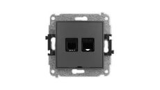 ICON Mechanizm gniazda telefonicznego 1xRJ11 + komp. 1xRJ45 kat. 5e, 8-styk, beznarzędziowe, bez opisu grafitowy mat 28IGTKBO