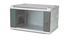 Szafa rack wisząca 19 cali 6U 600x600, niedzielona, drzwi szklane, kolor szary