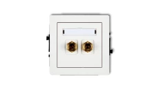 DECO Mechanizm gniazda głośnikowego pojedynczego (typu banan - czerwony i czarny, pozłacany, 4 mm2, do lutowania), biały mat 25D