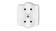DECO Mechanizm gniazda podwójnego do ramki bez uziemienia 2x2P (przesłony torów prądowych), biały mat 25DGPR-2p